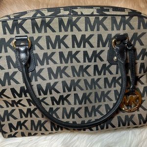 Michael Kors Monogram Canvas Signature Dome Satchel Purse